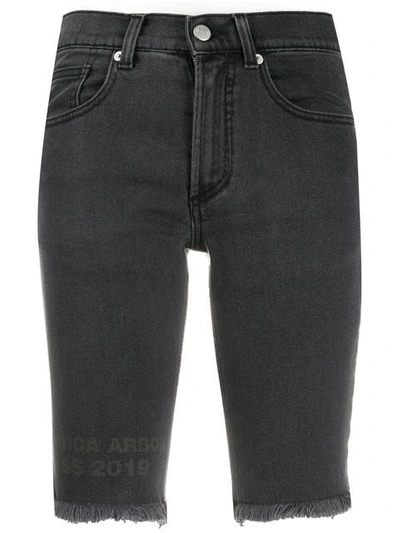 Artica Arbox Frayed Hem Denim Shorts - Black