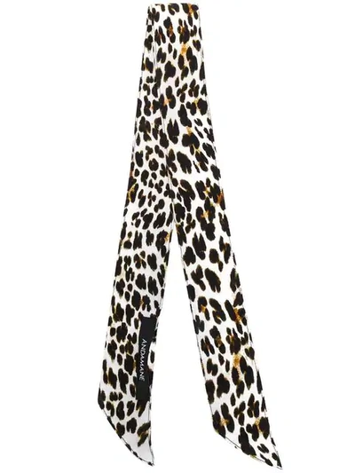 Andamane Leopard Print Thin Scarf - White