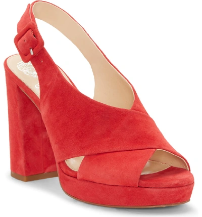 Vince Camuto Slingback Platform Sandal In Glamour Red Suede