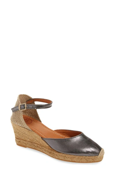 Toni Pons Costa Wedge Sandal In Metallic Silver Leather