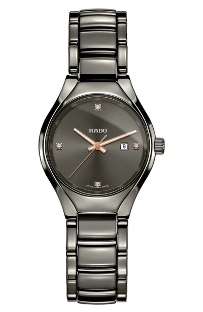 Rado True Bracelet Watch, 30mm In Gunmetal/ Grey