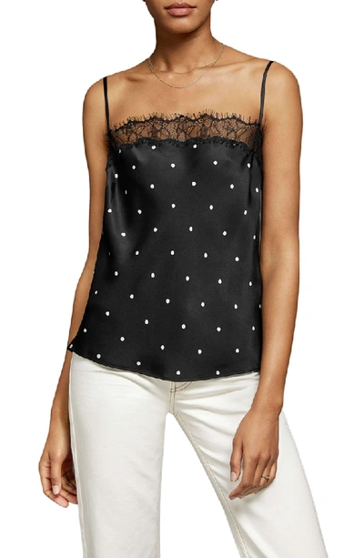 Anine Bing Monroe Dotted-silk Camisole Top In Black