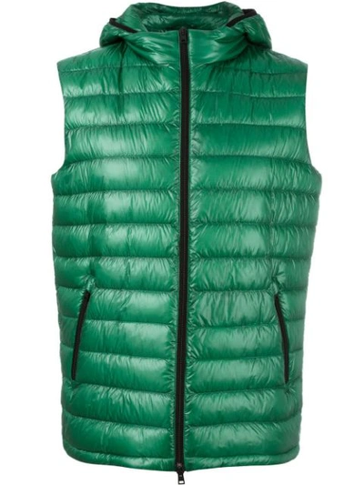 Herno Zipped Hooded Gilet In Green