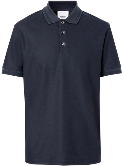 Burberry Monogram-button Polo Shirt In Blue