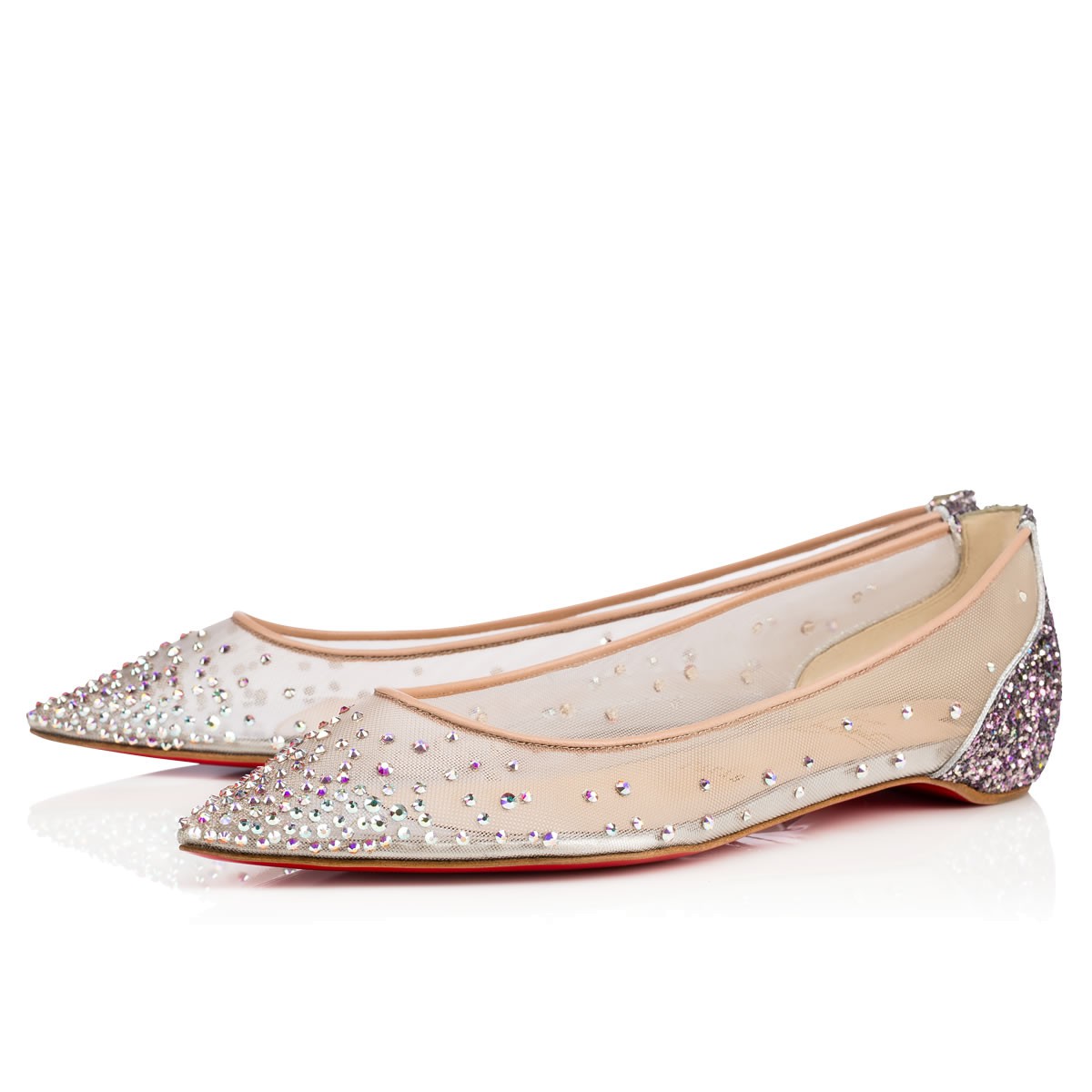 Christian Louboutin Follies Strass Flat In Version Light Silk | ModeSens