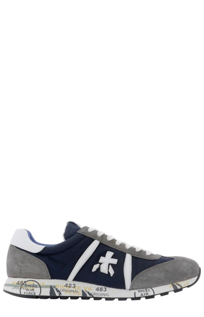 Premiata Lander Low-top Branded Sneakers In Black