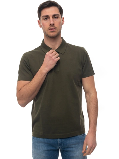 Fay Short Sleeve Polo Shirt Green Cotton Man