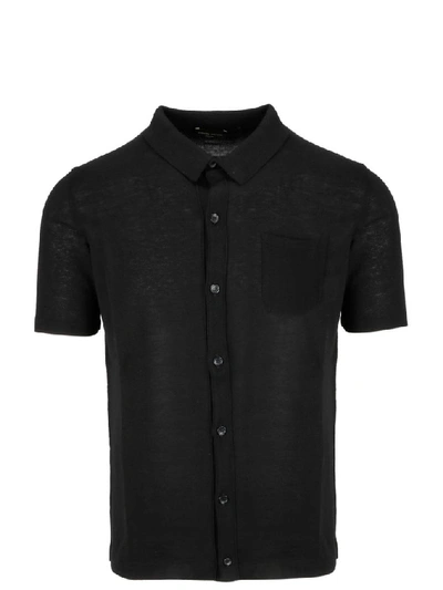 Roberto Collina Button-up Polo Shirt In Black