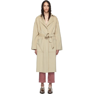 Nanushka Alamo Wool And Silk Coat In Stone