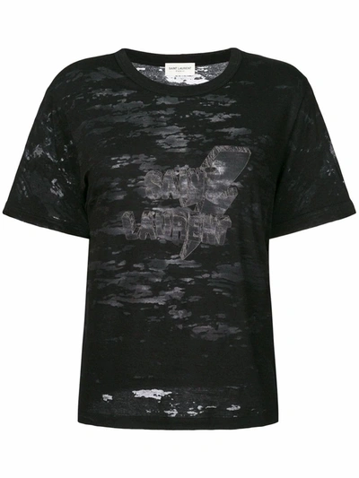 Saint Laurent Women's Black Cotton T-shirt