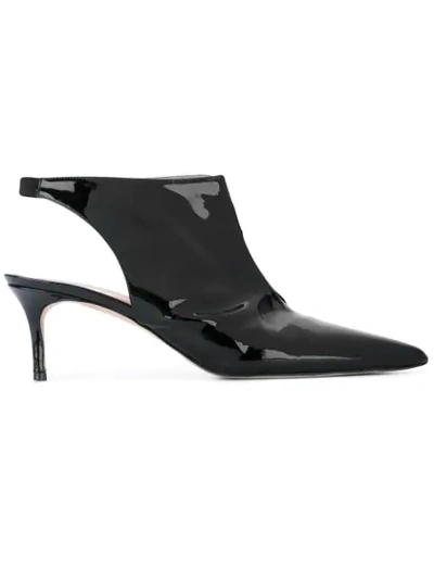 Christopher Kane Black Patent Leather Open Back Booties