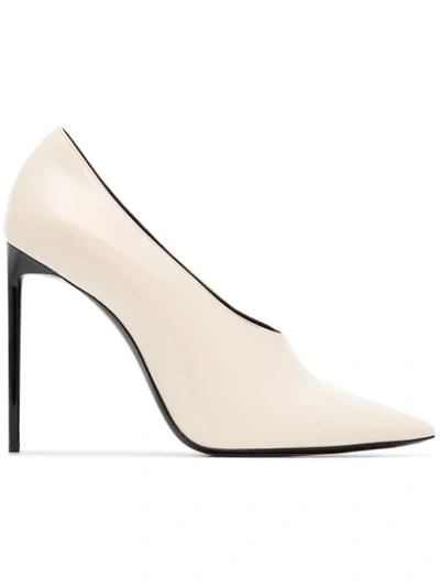 Saint Laurent Teddy Patent-leather Pumps In White