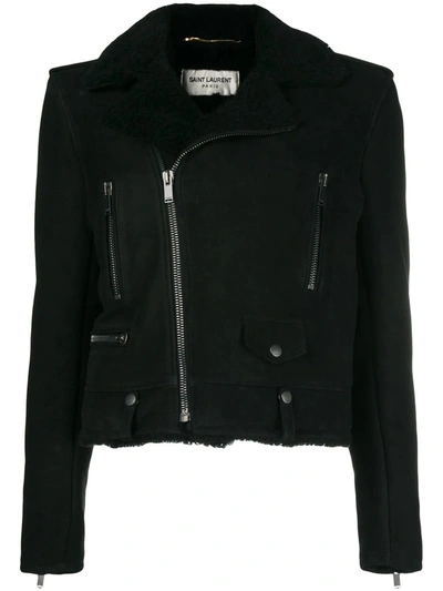 Saint Laurent Women's Black Cotton Outerwear Jacket