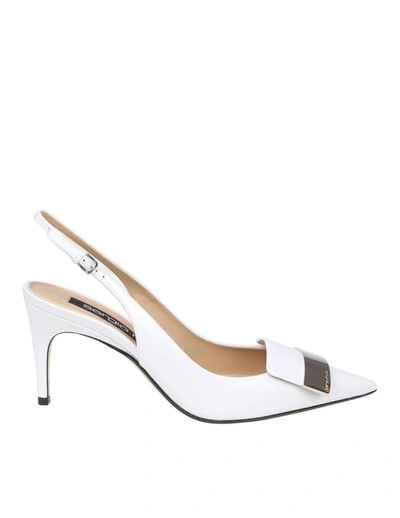 Sergio Rossi Sr1 White Patent Leather Slingbacks