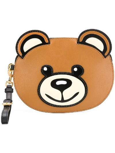 Moschino Brown Leather Clutch