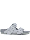 Rick Owens Birkenstock Arizona Ponyskin Sandals In Grey