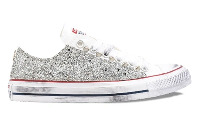 Converse Silver/white Glitter Sneakers