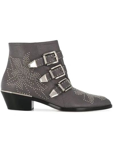 Chloé Women's Ch24134e75nr031 Grey Leather Ankle Boots