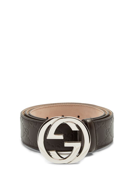 Gucci Interlocking G-buckle Leather Belt In Brown | ModeSens
