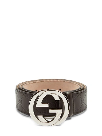 Gucci Interlocking G-buckle Leather Belt In Brown