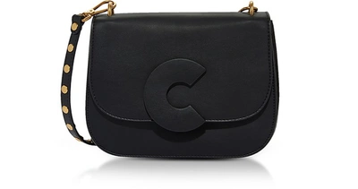 Coccinelle Craquante Rock Medium Shoulder Bag W/studded Shoulder Strap In Black