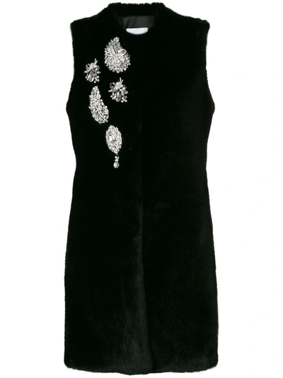 Ainea Sleeveless Embellished Coat In Black