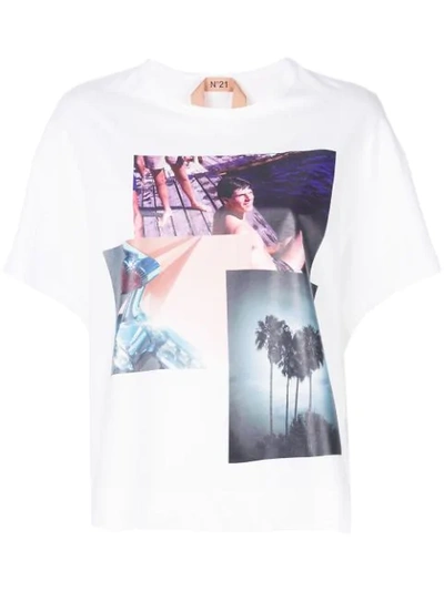 N°21 Photo Collage T-shirt In White