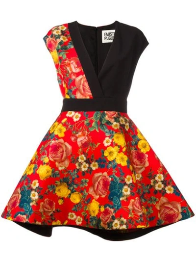 Fausto Puglisi Floral Print Silk Twill & Crepe Dress In Multicolour