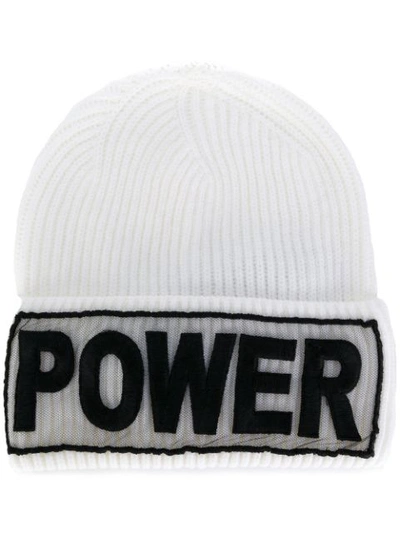 Versace Power Manifesto Ribbed-wool Beanie In White