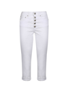 Dondup Koons Cropped Button-fly Trousers In White