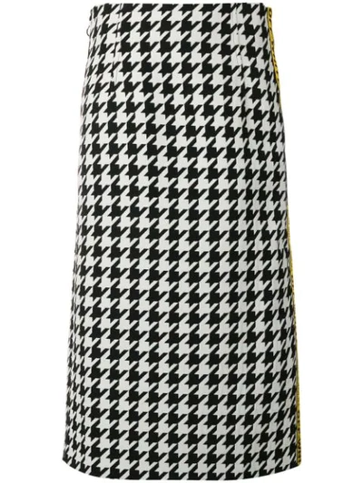 Off-white Taped Houndstooth Skirt In White/black