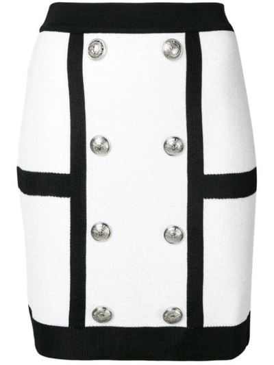 Balmain Women's Pf04667k199c5233 White/black Polyester Skirt