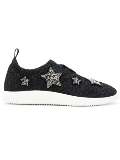Giuseppe Zanotti Design Black Glitter Sneakers In Nero