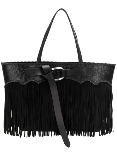 Dsquared2 Leather Bag With Suede Fringes In Black