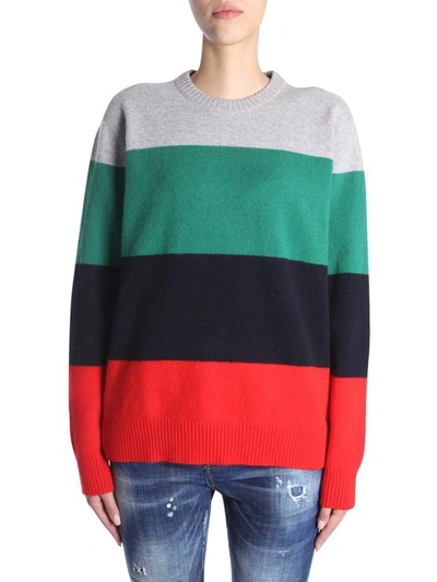 Dsquared2 Striped Wool Sweater In Multicolour