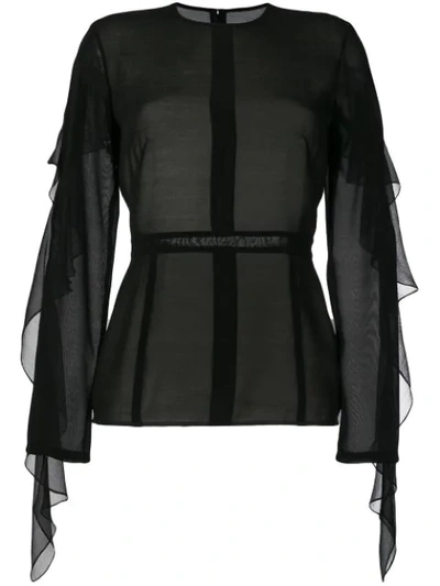 Victoria Beckham Ruffle Sleeved Blouse In Black