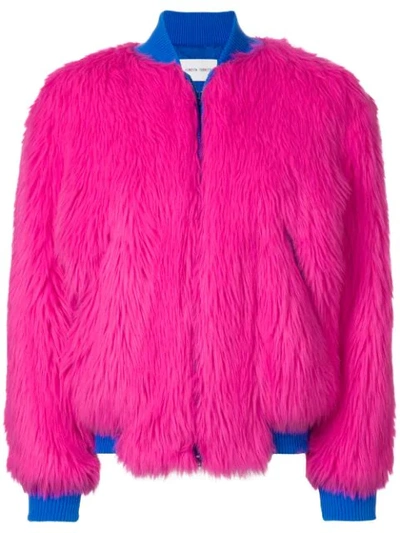 Alberta Ferretti Two-tone Faux Fur Jacket In Fuchsia