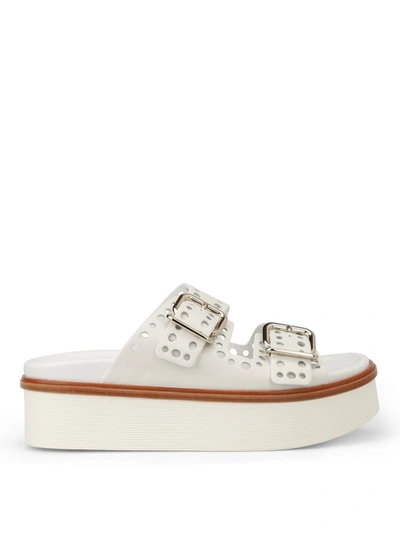 Tod's White Drilled Leather Strap Sandals