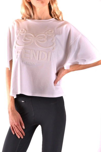 Fendi Women's Mcbi36145 White Cotton T-shirt