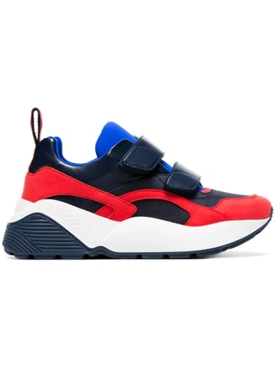Stella Mccartney Black, Red And Blue Eclypse 45 Chunky Velcro Sneakers In Navy, Red, White