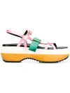 Marni Slingback Satin And Leather Flatform Sandals In Pink
