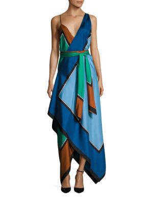 Colorblocked Handkerchief Hem Dress