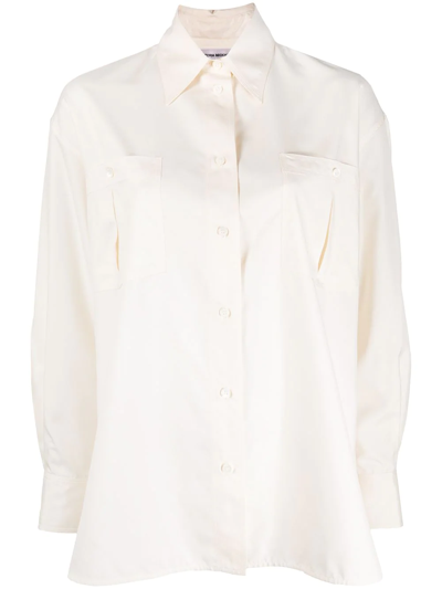 Victoria Beckham Patch-pocket Silk-satin Blouse In White