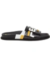 Fendi Mania Motif Sliders In Black