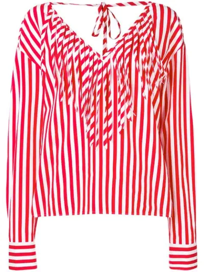 Msgm Striped Blouse In Red