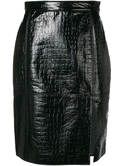 Msgm Women's Black Polyurethane Skirt
