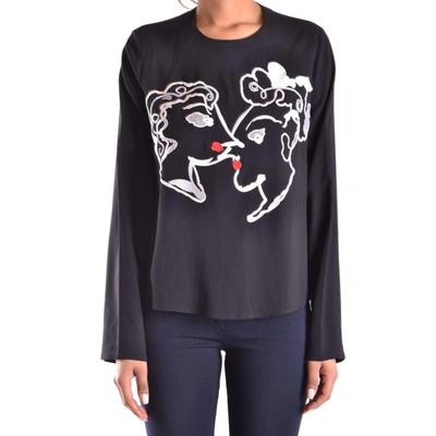 Msgm Women's Black Viscose T-shirt