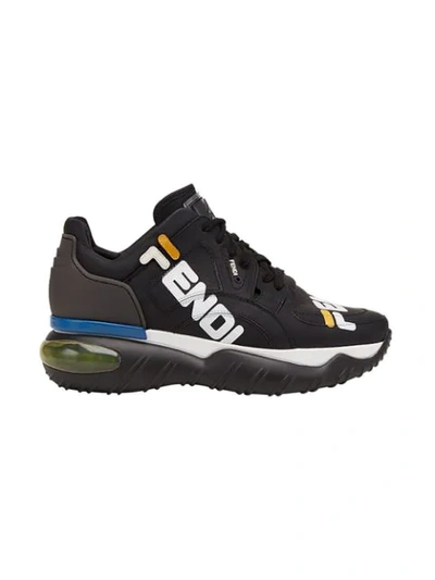 Fendi Logo-print Leather And Rubber Trainers In Black