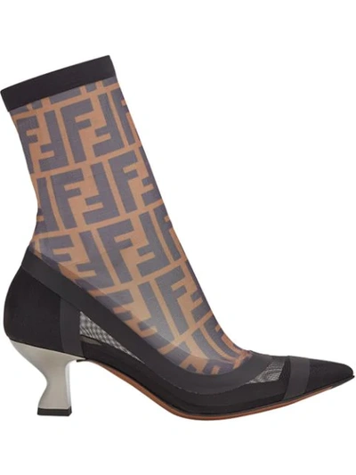 Fendi Women's 8w6843a623f0pmm Black Cotton Ankle Boots