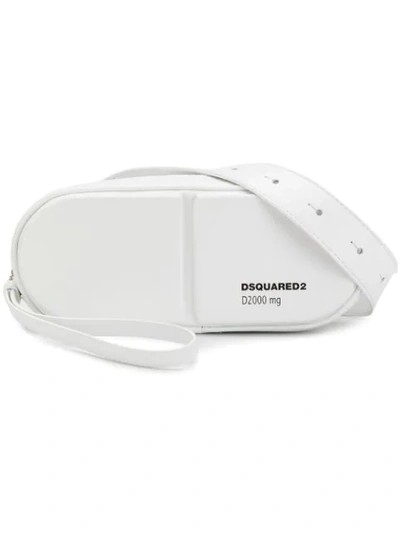 Dsquared2 White Leather Travel Bag